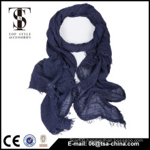 Blue plain color fashion normal design spring thin scarf with very soft hand feel